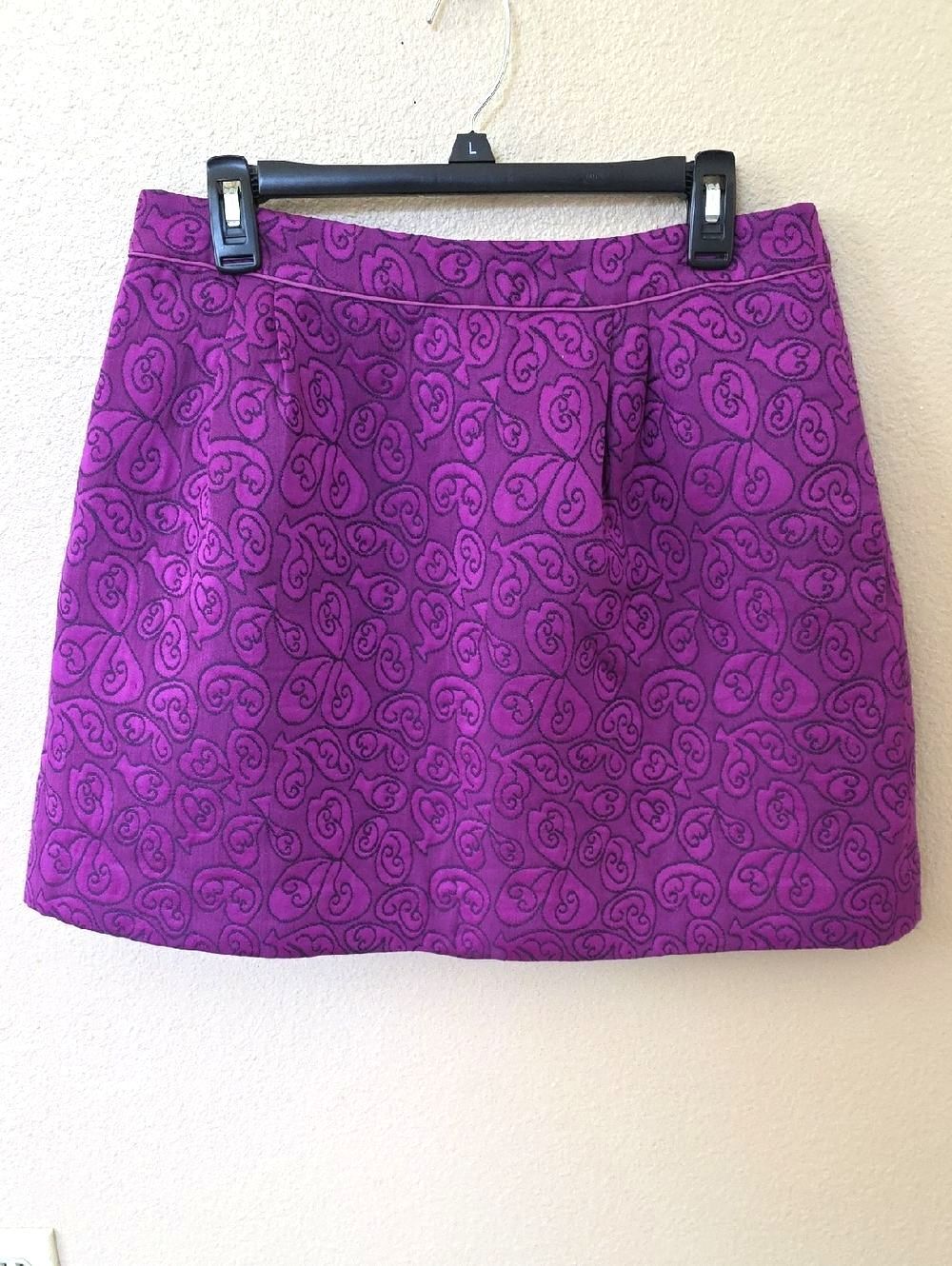 Anthropologie HD in Paris Pleated Plum Purple Whimsy Retro Mini Skirt - Size 12